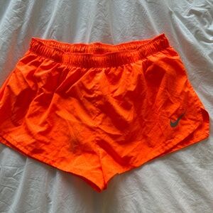 Nike Men's Dri-Fit 2” Brief-Lined Orange Running Shorts (Large)